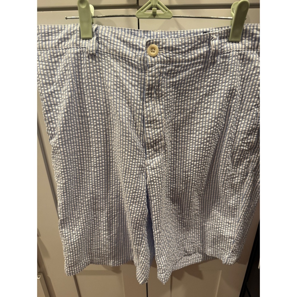 Vineyard Vines Mens Blue White Striped Seersucker Shorts Size 34 Cotton Preppy
